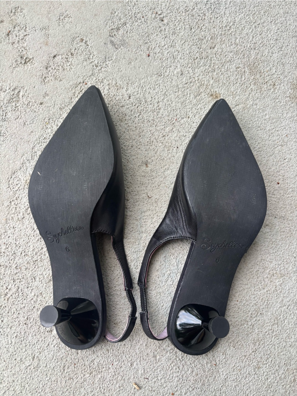 SEYCHELLES Brooklyn Slingback Heels Black Leather Pumps Size 6 - Picture 8 of 10
